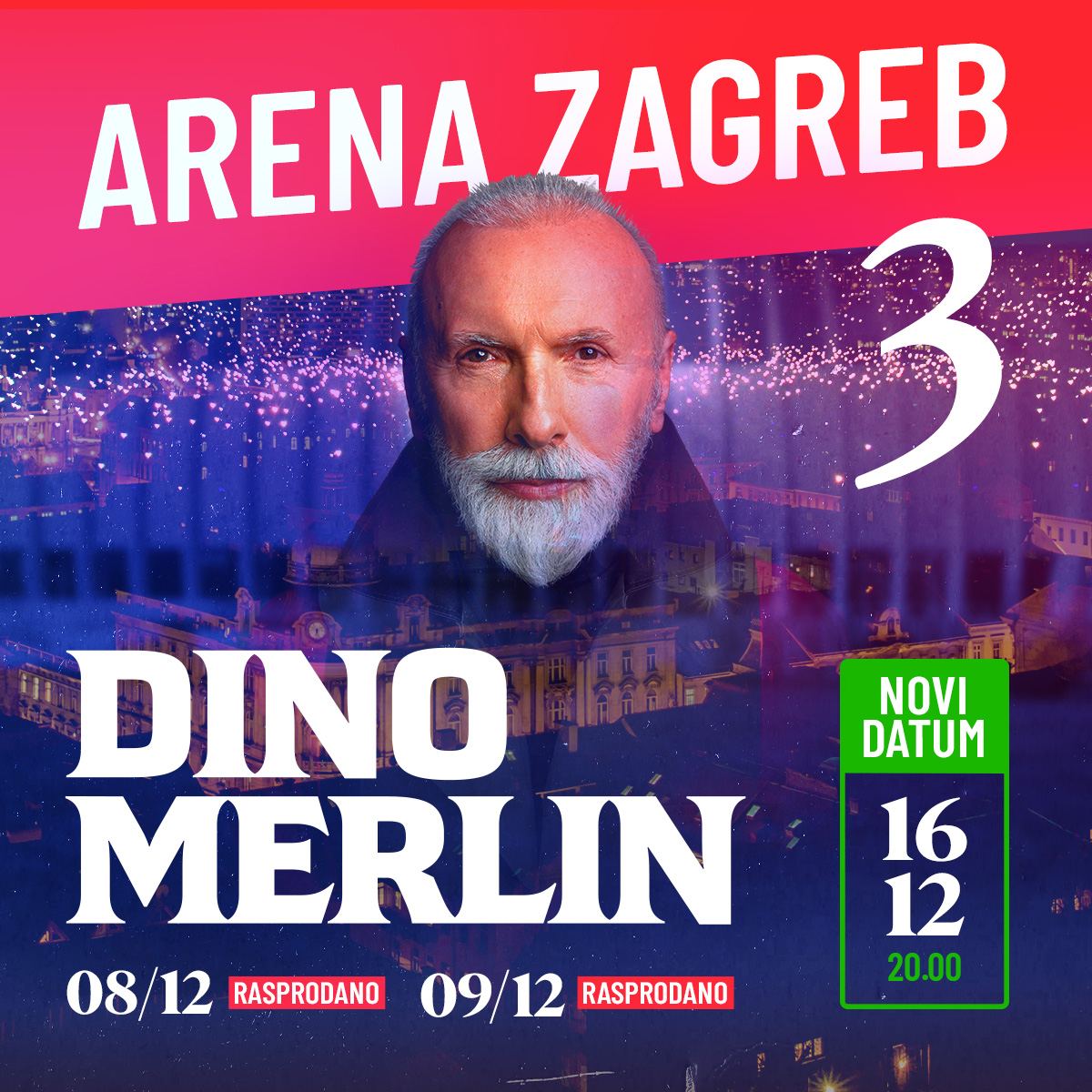 Dino Merlin rasprodao i drugi koncert u Areni Zagreb, najavljen treći datum Dino Merlin rasprodao i drugi koncert u Areni Zagreb, najavljen treći datum
