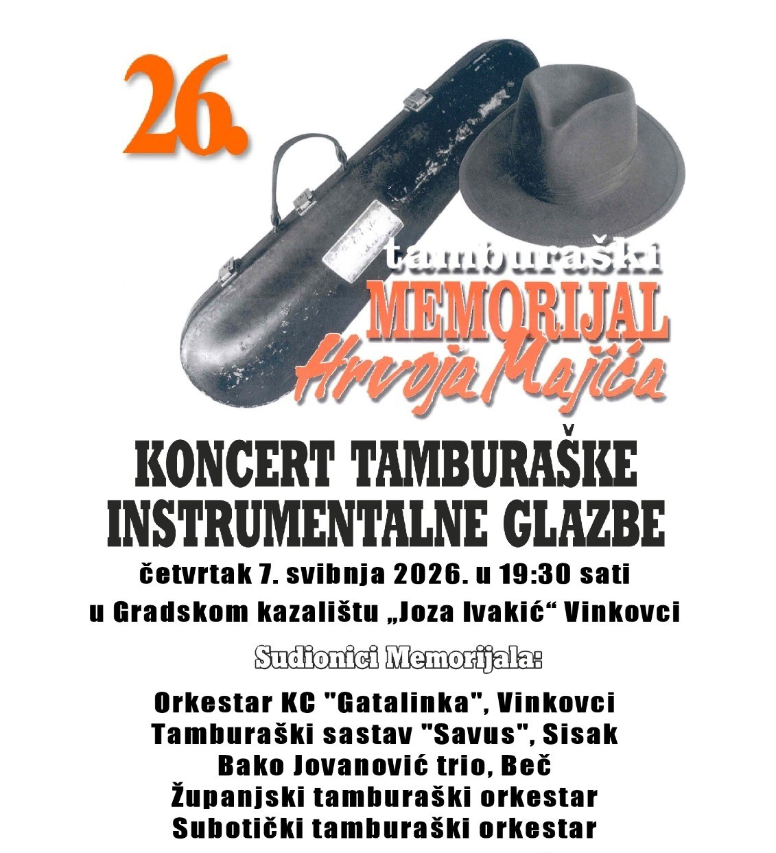 Održan 26. Tamburaški memorijal Hrvoja Majića u Vinkovcima – večer posvećena tamburaškoj baštini i virtuoznosti