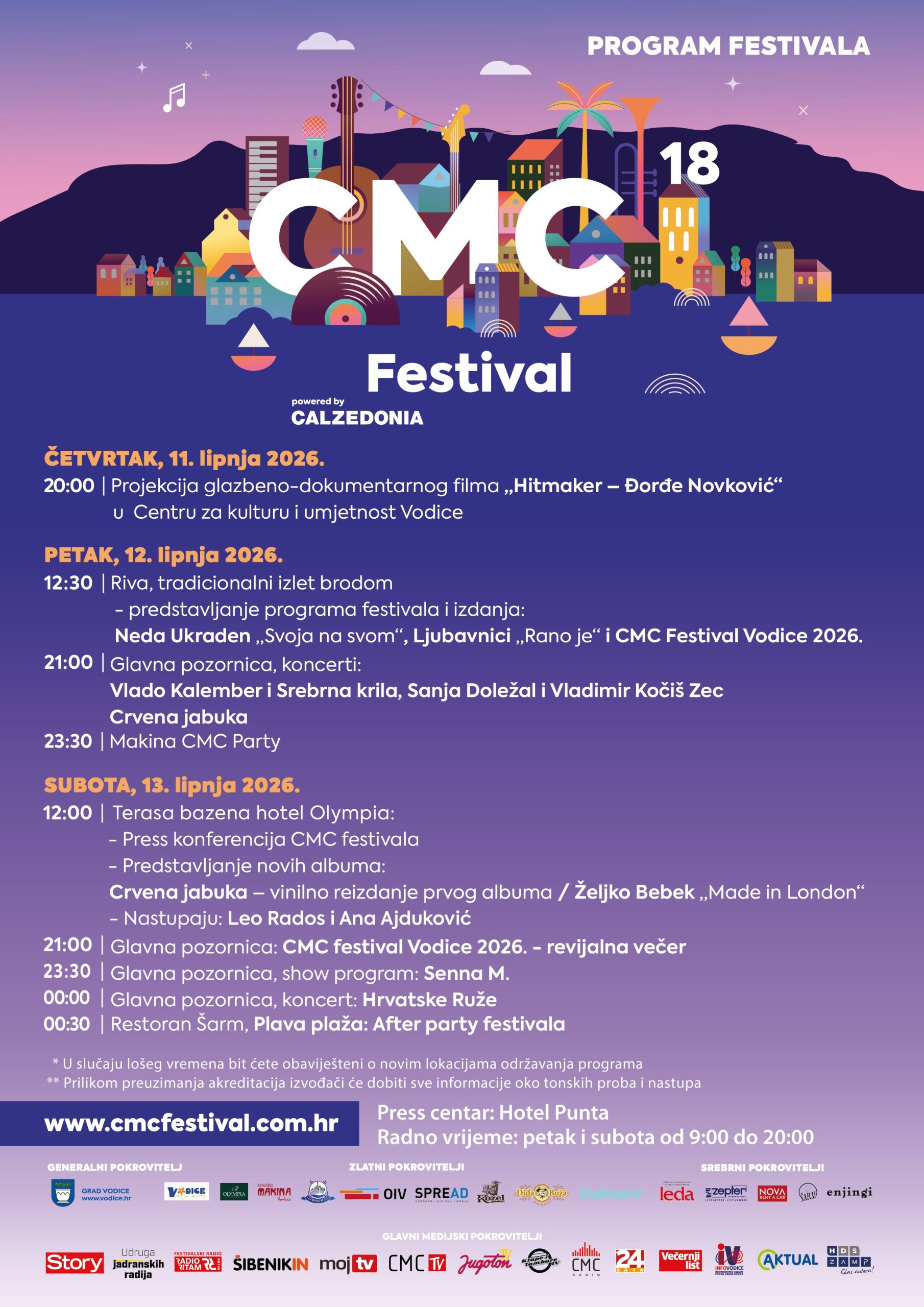 Poznat je program 18. CMC Festivala Vodice 2026. powered by Calzedonia
